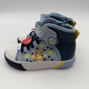 Bluey Ground Up Toddler High Top Sneakers Blue Denim Bingo Size 8 Kids Shoes